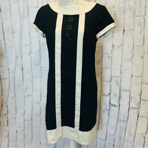 Ann Taylor | Dresses | Ann Taylor Black Sheath Dress With Ivory Accents And  Trim